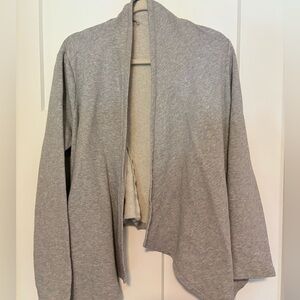 Eileen Fisher Cardigan Womens Medium Gray Organic‎ Cotton Drape Cozy Lagenlook